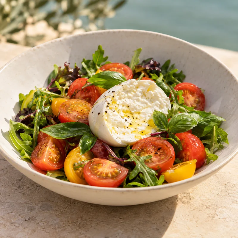 Burrata de verano · imagen ilustrativa de la propuesta SHANTI
