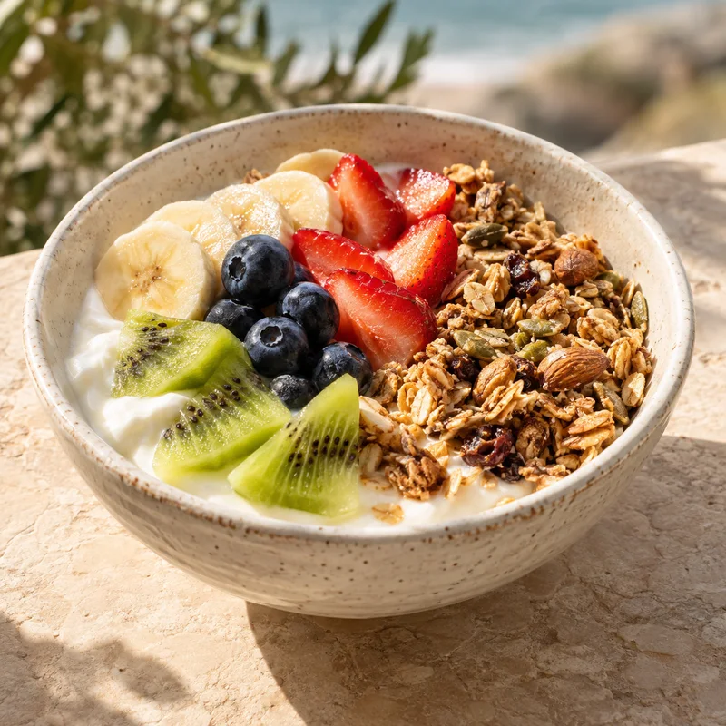 Yogur, granola & fruta · imagen ilustrativa de la propuesta SHANTI