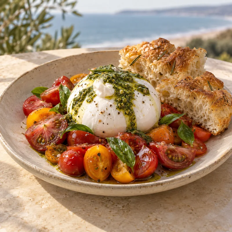 Burrata & tomates · imagen ilustrativa de la propuesta SHANTI